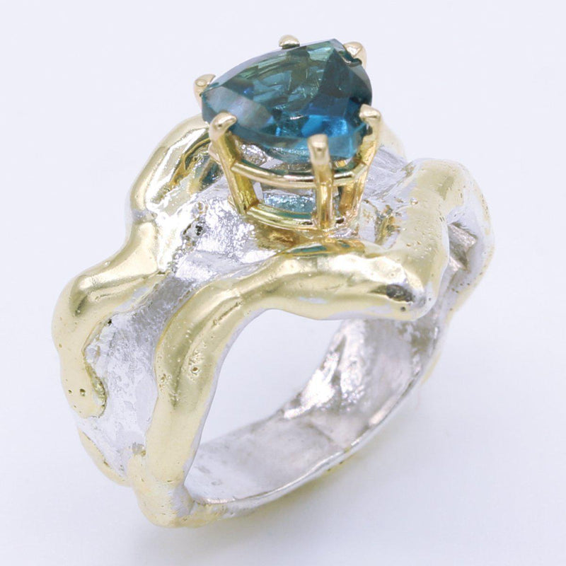 14K Gold & Crystalline Silver London Blue Topaz Ring - 34906-Shelli Kahl-Renee Taylor Gallery