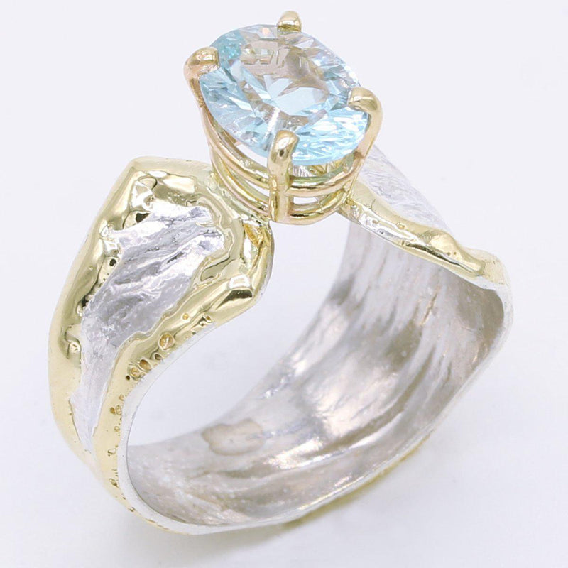 14K Gold & Crystalline Silver Sky Blue Topaz Ring - 34907-Shelli Kahl-Renee Taylor Gallery