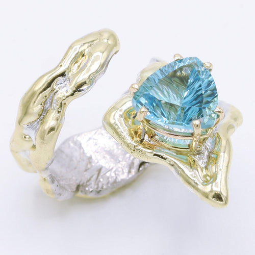 14K Gold & Crystalline Silver Sky Blue Topaz Ring - 34910-Shelli Kahl-Renee Taylor Gallery