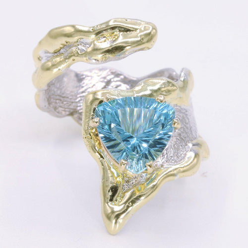 14K Gold & Crystalline Silver Sky Blue Topaz Ring - 34910-Shelli Kahl-Renee Taylor Gallery