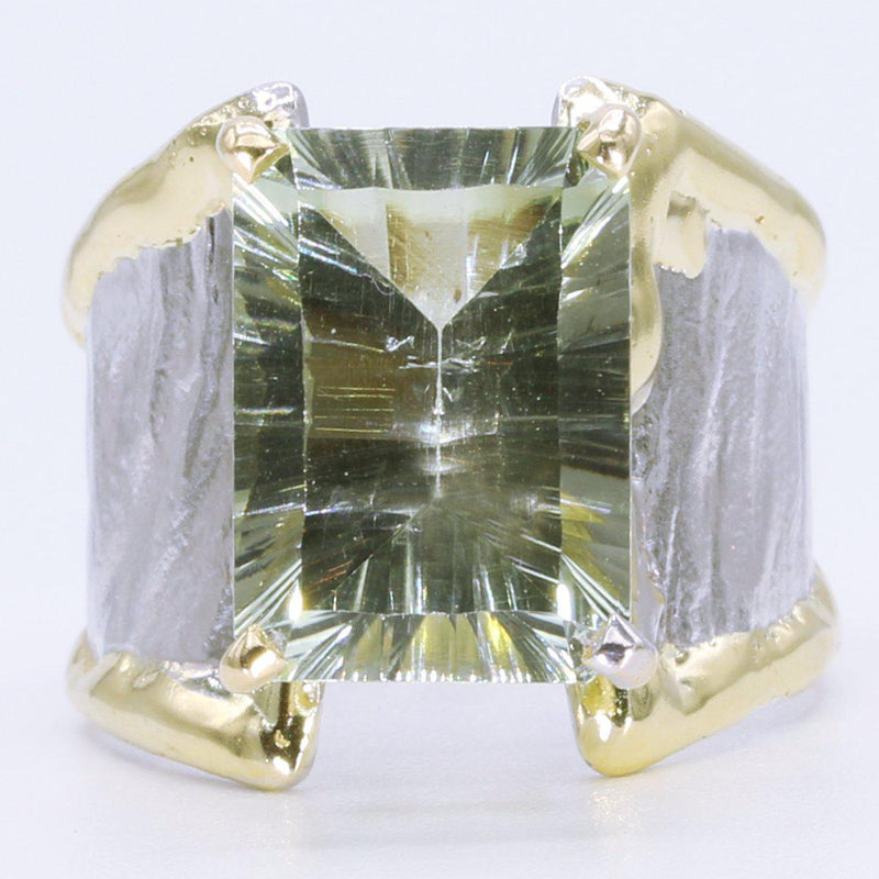 14K Gold & Crystalline Silver Prasiolite Ring - 34976-Shelli Kahl-Renee Taylor Gallery