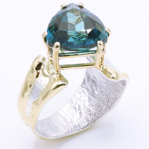 14K Gold & Crystalline Silver London Blue Topaz Ring - 34982-Shelli Kahl-Renee Taylor Gallery