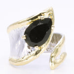 14K Gold & Crystalline Silver Onyx Ring - 34984-Shelli Kahl-Renee Taylor Gallery