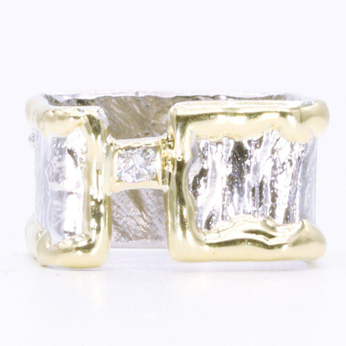 14K Gold & Crystalline Silver Diamond Ring - 34988-Shelli Kahl-Renee Taylor Gallery