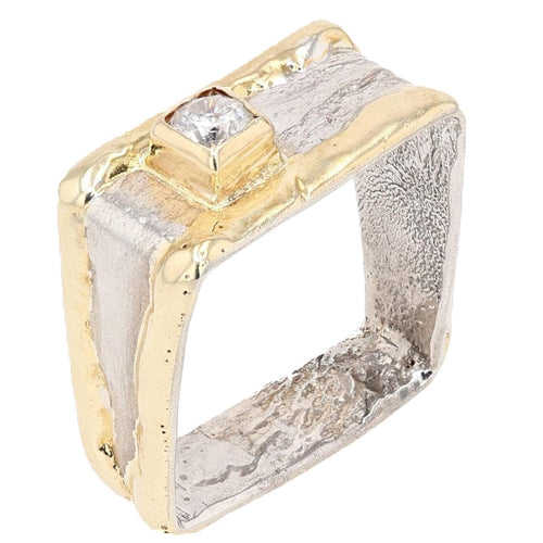 14K Gold & Crystalline Silver Diamond Ring - 34989-Shelli Kahl-Renee Taylor Gallery