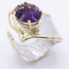 14K Gold & Crystalline Silver Amethyst Ring - 34991-Shelli Kahl-Renee Taylor Gallery