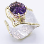 14K Gold & Crystalline Silver Amethyst Ring - 34991-Shelli Kahl-Renee Taylor Gallery