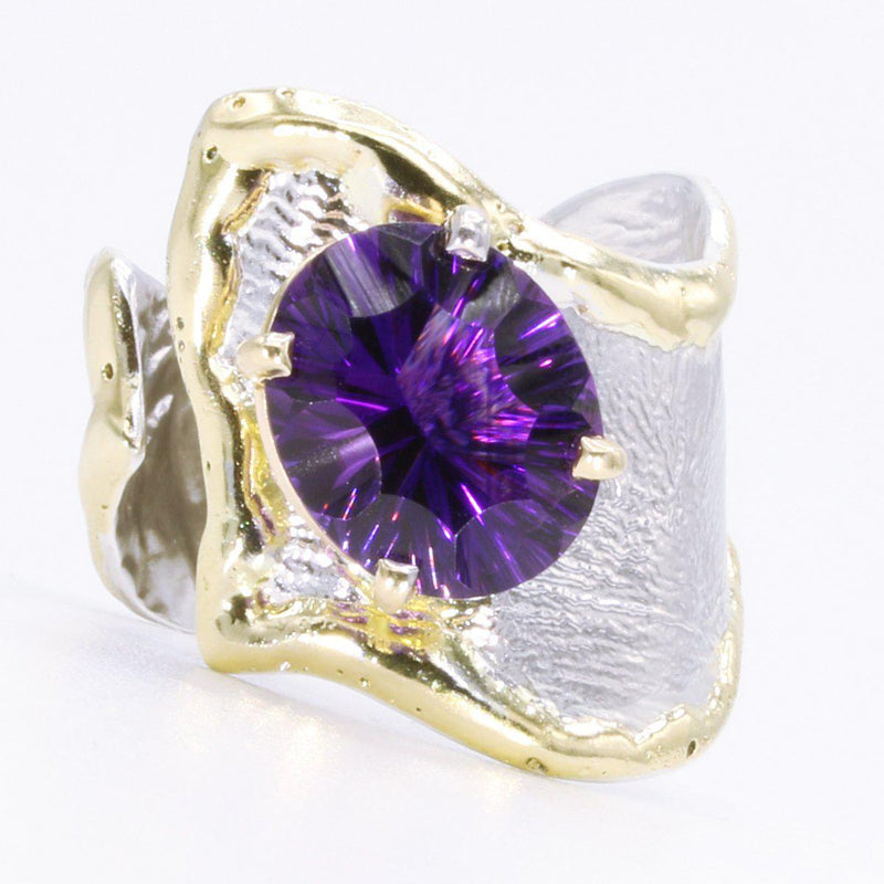 14K Gold & Crystalline Silver Amethyst Ring - 34991-Shelli Kahl-Renee Taylor Gallery