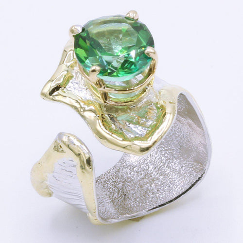 14K Gold & Crystalline Silver Rainforest Green Topaz Ring - 35156-Shelli Kahl-Renee Taylor Gallery