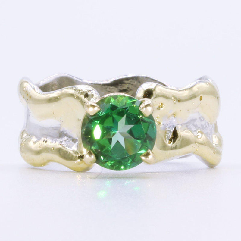 14K Gold & Crystalline Silver Rainforest Green Topaz Ring - 35157-Shelli Kahl-Renee Taylor Gallery