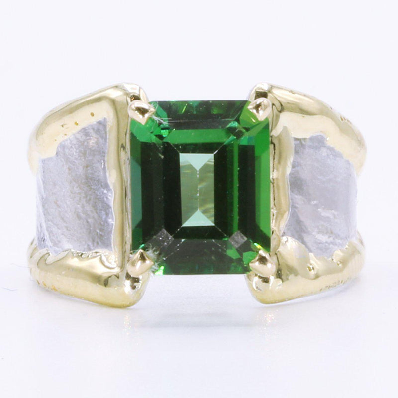 14K Gold & Crystalline Silver Rainforest Green Topaz Ring - 35158-Shelli Kahl-Renee Taylor Gallery