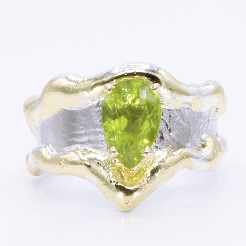 14K Gold & Crystalline Silver Peridot Ring - 35159-Shelli Kahl-Renee Taylor Gallery
