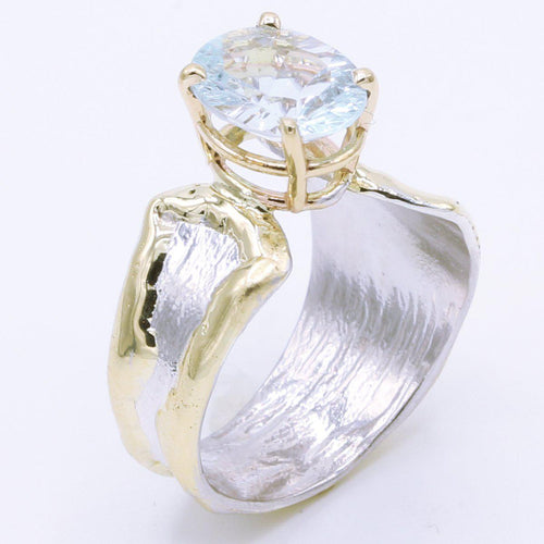 14K Gold & Crystalline Silver Sky Blue Topaz Ring - 35162-Shelli Kahl-Renee Taylor Gallery