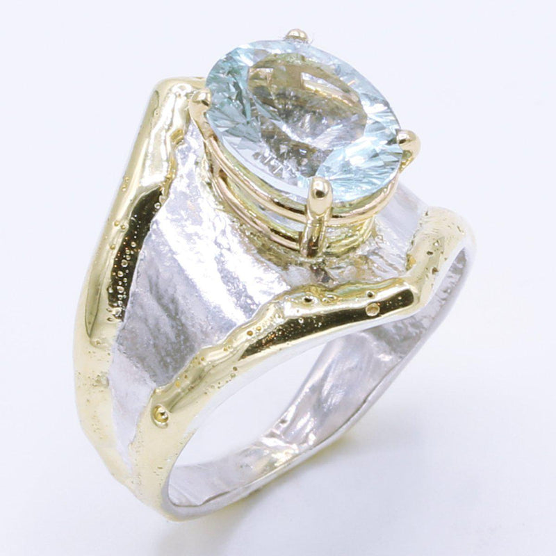 14K Gold & Crystalline Silver Sky Blue Topaz Ring - 35163-Shelli Kahl-Renee Taylor Gallery