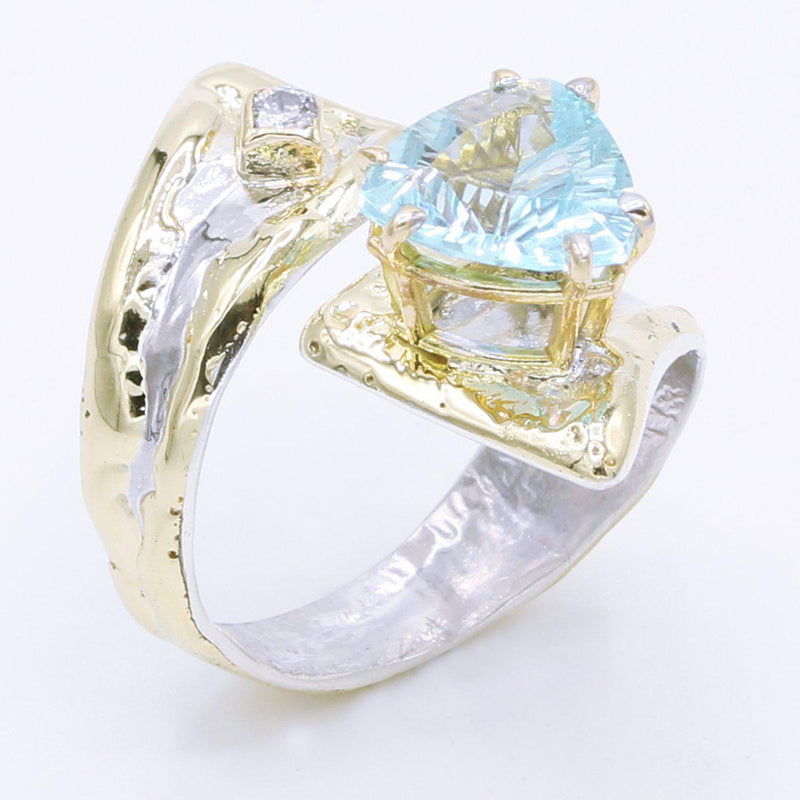 14K Gold & Crystalline Silver Sky Blue Topaz Ring - 35164-Shelli Kahl-Renee Taylor Gallery