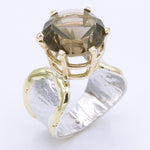 14K Gold & Crystalline Silver Smoky Quartz 14mm Ring - 35165-Shelli Kahl-Renee Taylor Gallery