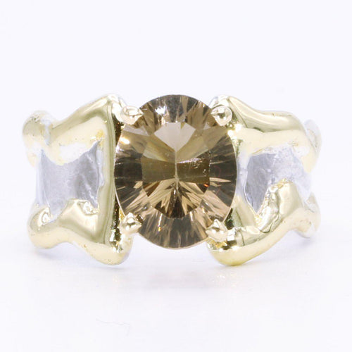 14K Gold & Crystalline Silver Smoky Quartz Ring - 35166-Shelli Kahl-Renee Taylor Gallery