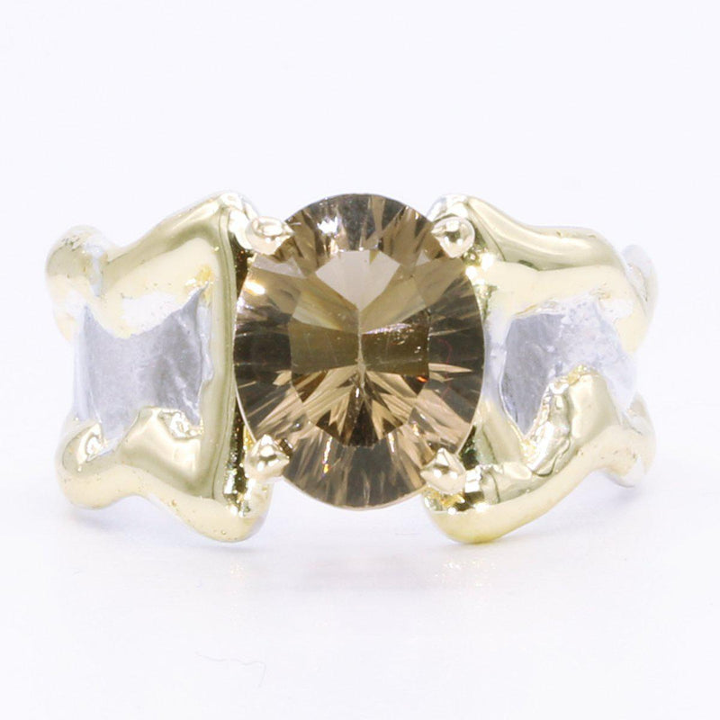 14K Gold & Crystalline Silver Smoky Quartz Ring - 35166-Shelli Kahl-Renee Taylor Gallery
