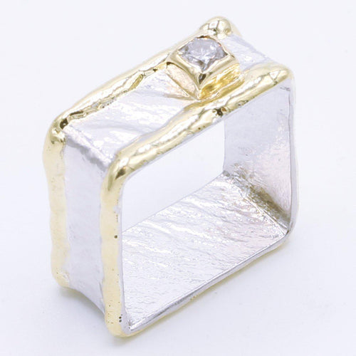 14K Gold & Crystalline Silver Diamond Ring - 35169-Shelli Kahl-Renee Taylor Gallery