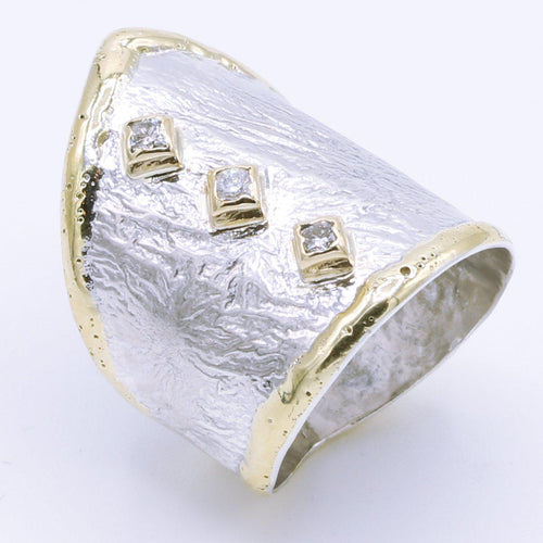 14K Gold & Crystalline Silver Diamond Ring - 35170-Shelli Kahl-Renee Taylor Gallery