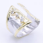 14K Gold & Crystalline Silver Diamond Ring - 35171-Shelli Kahl-Renee Taylor Gallery