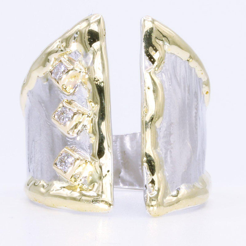 14K Gold & Crystalline Silver Diamond Ring - 35171-Shelli Kahl-Renee Taylor Gallery
