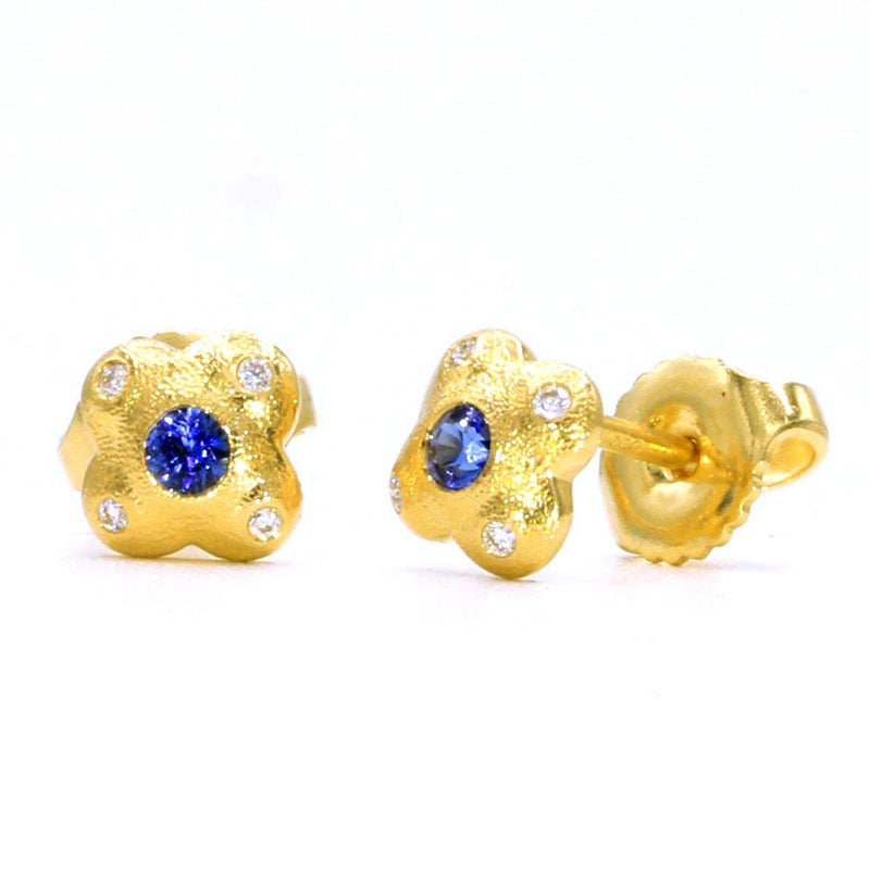 18K Flora Blue Sapphire & Diamond Stud Earrings - ES-6S-Alex Sepkus-Renee Taylor Gallery