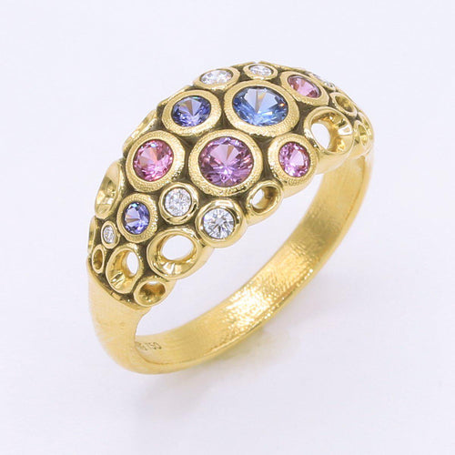 18K Open Work Diamond & Faceted Sapphire Ring - R-68FS-Alex Sepkus-Renee Taylor Gallery