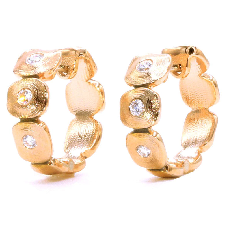 18K Rose Gold "Dancing Squares" Diamond Huggie Earrings - E-232RD-Alex Sepkus-Renee Taylor Gallery