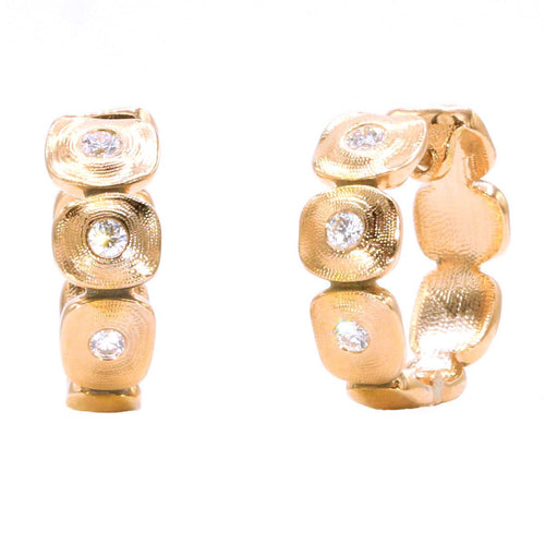 18K Rose Gold "Dancing Squares" Diamond Huggie Earrings - E-232RD-Alex Sepkus-Renee Taylor Gallery