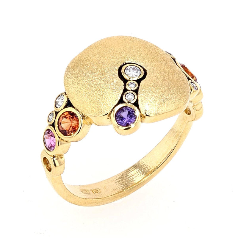 18K Apple Pink Orange Purple Mix Sapphire & Diamond Ring - R-112S-Alex Sepkus-Renee Taylor Gallery