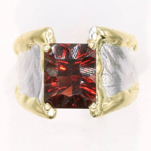 14K Gold & Crystalline Silver Garnet Ring - 35886-Shelli Kahl-Renee Taylor Gallery