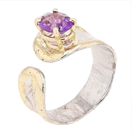 14K Gold & Crystalline Silver Amethyst Ring - 35890-Shelli Kahl-Renee Taylor Gallery