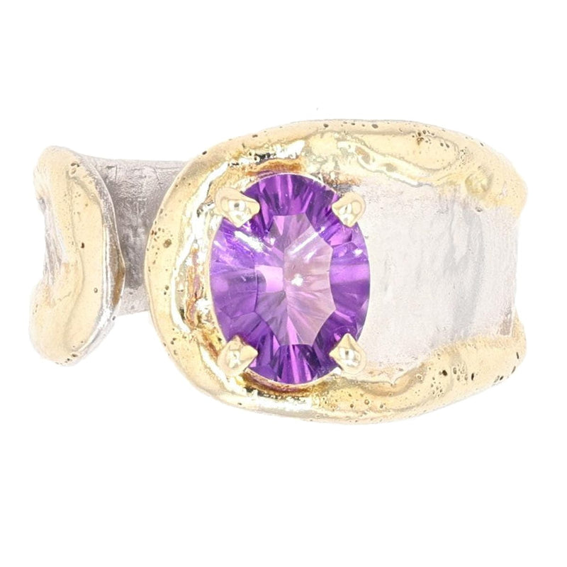 14K Gold & Crystalline Silver Amethyst Ring - 35890-Shelli Kahl-Renee Taylor Gallery