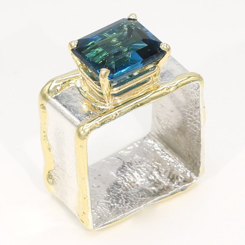 14K Gold & Crystalline Silver London Blue Topaz Ring - 35891-Shelli Kahl-Renee Taylor Gallery