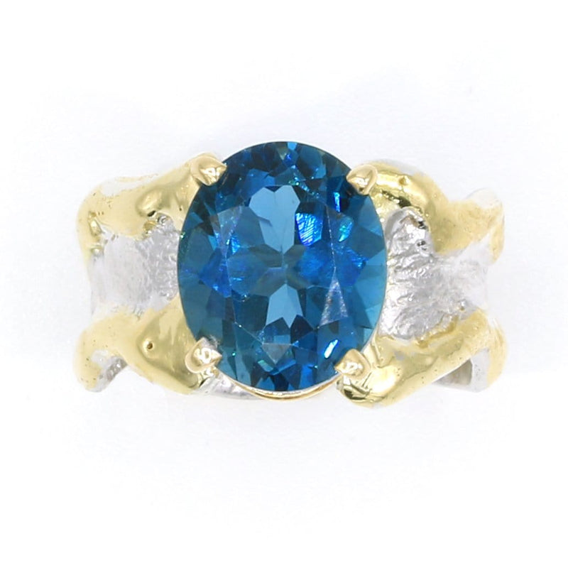 14K Gold & Crystalline Silver London Blue Topaz Ring - 35892-Shelli Kahl-Renee Taylor Gallery