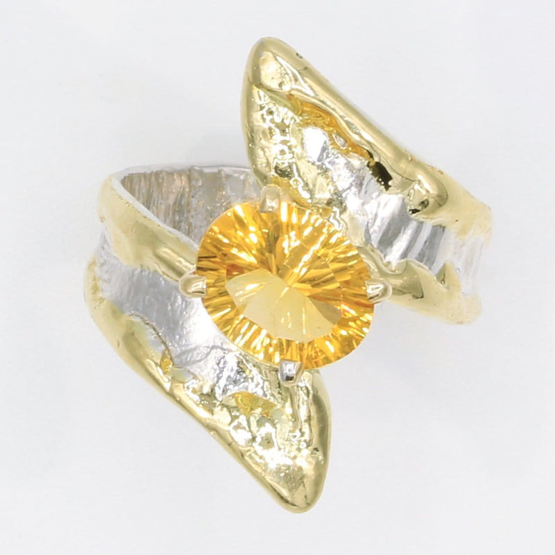 14K Gold & Crystalline Silver Citrine Ring - 35902-Shelli Kahl-Renee Taylor Gallery