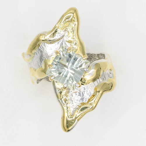14K Gold & Crystalline Silver Prasiolite Ring - 35932-Shelli Kahl-Renee Taylor Gallery
