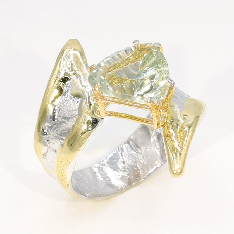 14K Gold & Crystalline Silver Prasiolite Ring - 35934-Shelli Kahl-Renee Taylor Gallery