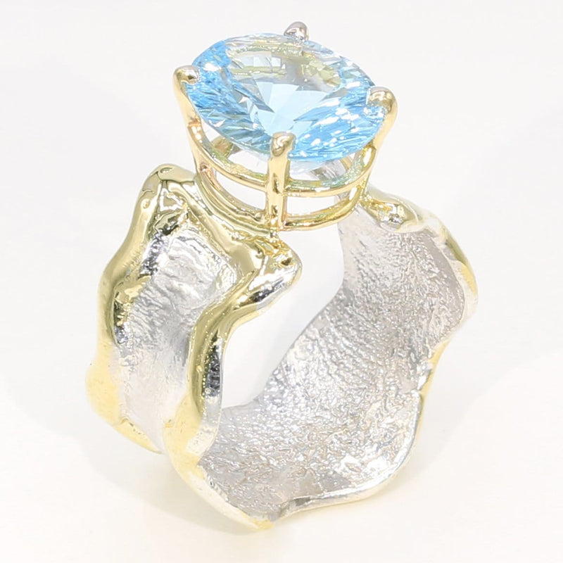 14K Gold & Crystalline Silver Sky Blue Topaz Ring - 35941-Shelli Kahl-Renee Taylor Gallery