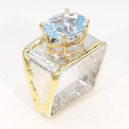 14K Gold & Crystalline Silver Sky Blue Topaz Ring - 35942-Shelli Kahl-Renee Taylor Gallery