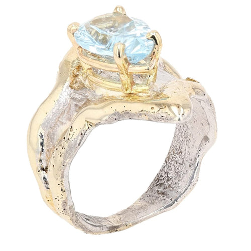 14K Gold & Crystalline Silver Sky Blue Topaz Ring - 35944-Shelli Kahl-Renee Taylor Gallery