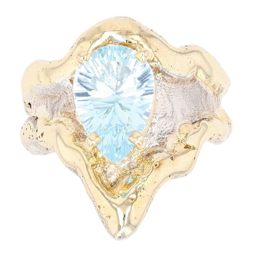 14K Gold & Crystalline Silver Sky Blue Topaz Ring - 35944-Shelli Kahl-Renee Taylor Gallery