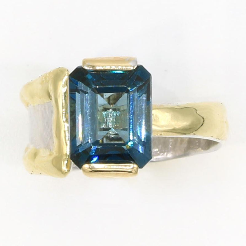 14K Gold & Crystalline Silver London Blue Topaz Ring - 35946-Shelli Kahl-Renee Taylor Gallery