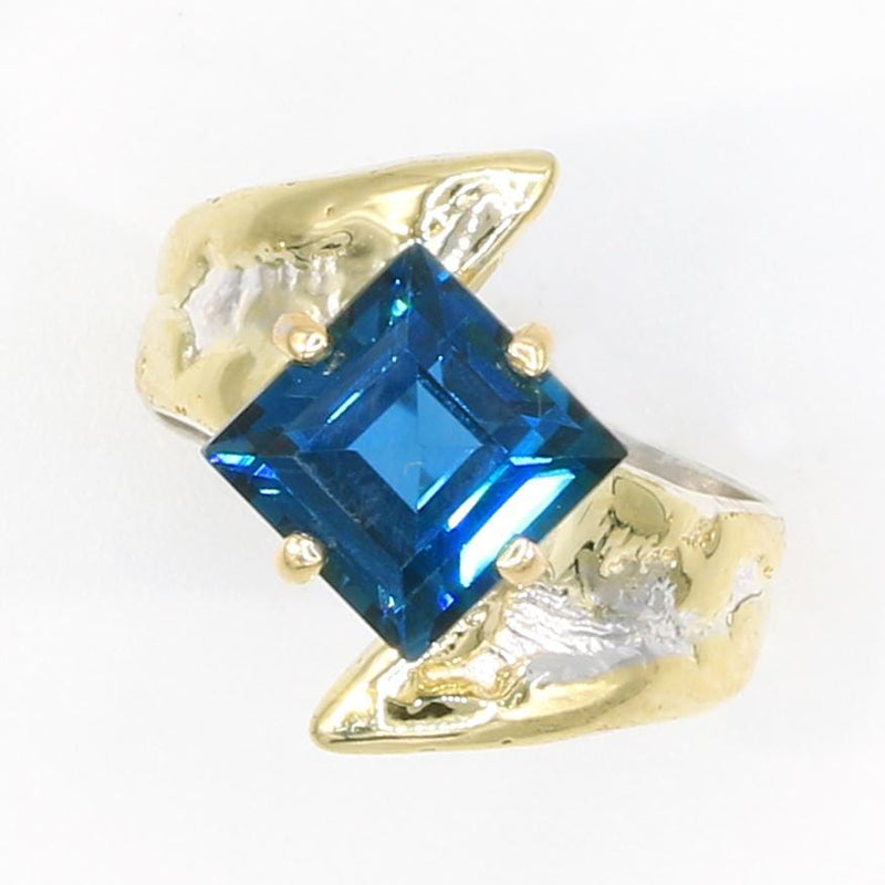 14K Gold & Crystalline Silver London Blue Topaz Ring - 35949-Shelli Kahl-Renee Taylor Gallery