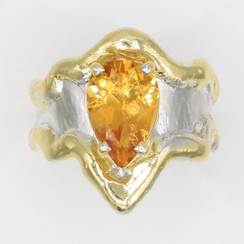 14K Gold & Crystalline Silver Citrine Ring - 35950-Shelli Kahl-Renee Taylor Gallery