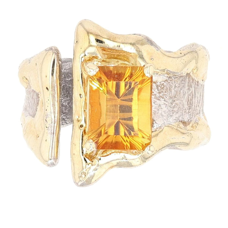 14K Gold & Crystalline Silver Citrine Ring - 35952-Shelli Kahl-Renee Taylor Gallery