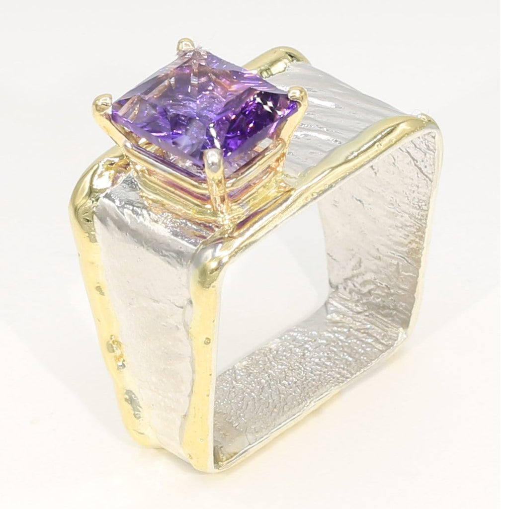 14K Gold & Crystalline Silver Amethyst Ring - 35954-Shelli Kahl-Renee Taylor Gallery