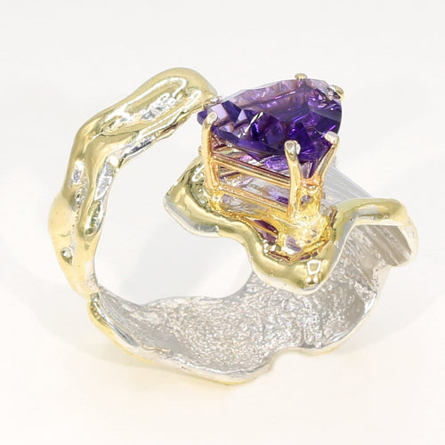 14K Gold & Crystalline Silver Amethyst Ring - 35955-Shelli Kahl-Renee Taylor Gallery