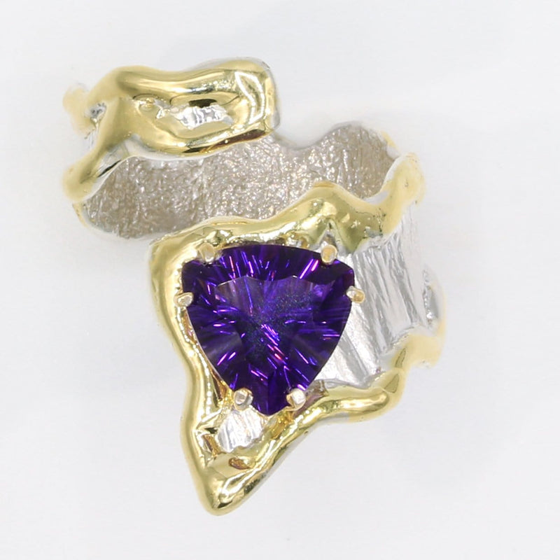 14K Gold & Crystalline Silver Amethyst Ring - 35955-Shelli Kahl-Renee Taylor Gallery